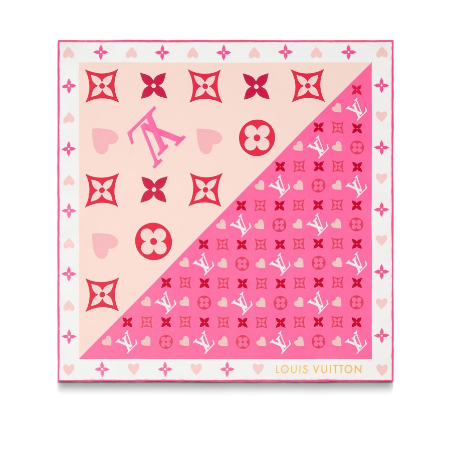 Women Louis Vuitton Silk Squares And Bandeaus | Game On Square 45 Pink