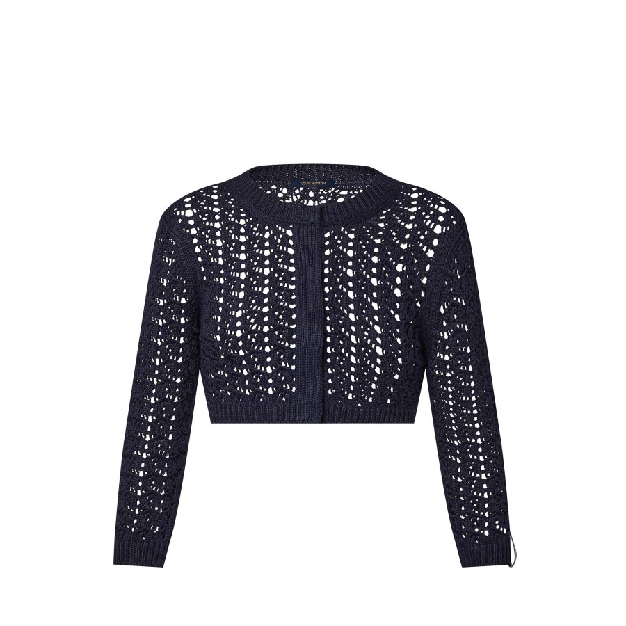 Women Louis Vuitton Knitwear | Crochet Knit Cropped Cardigan