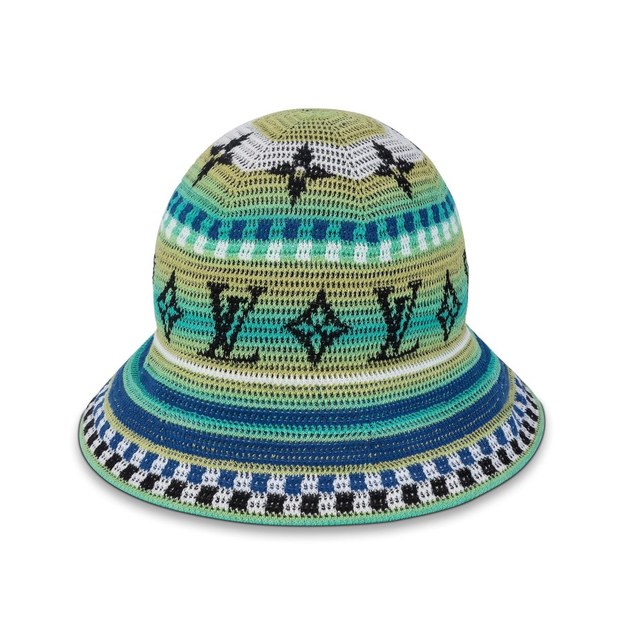 Men Louis Vuitton Hats And Gloves | Lv Crochet Stripes Bucket Hat