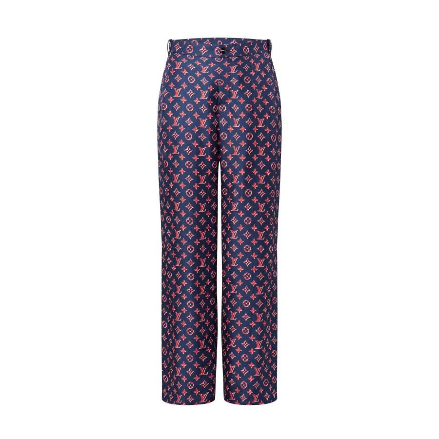 Women Louis Vuitton Pants | Tricolor Monogram Wide-Leg Pants