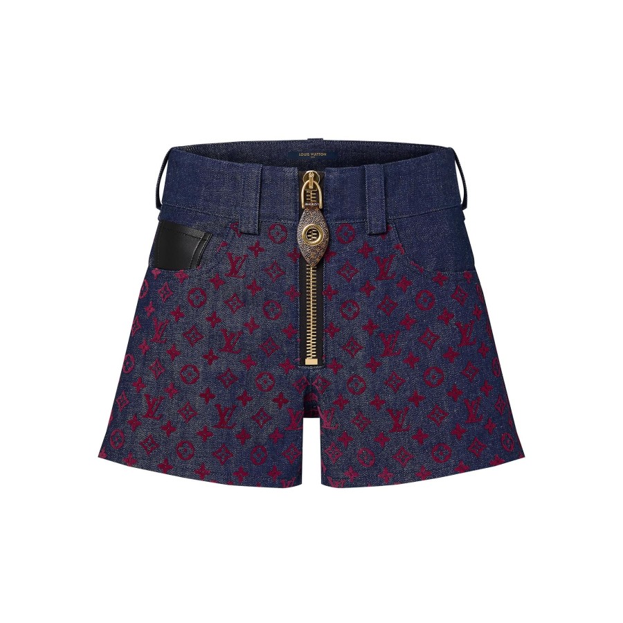 Women Louis Vuitton Skirts And Shorts | Flocked Monogram Denim Mini Shorts