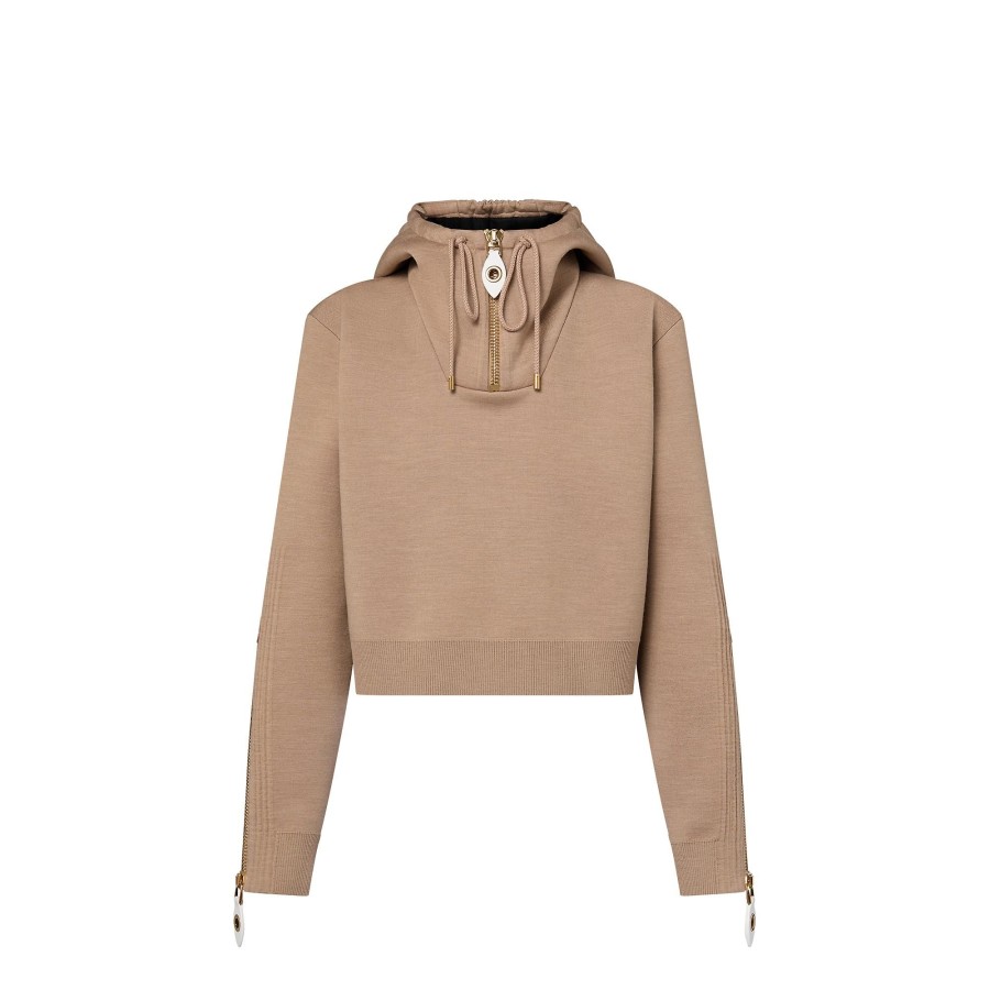 Women Louis Vuitton Knitwear | Wool-Silk Cropped Hoodie