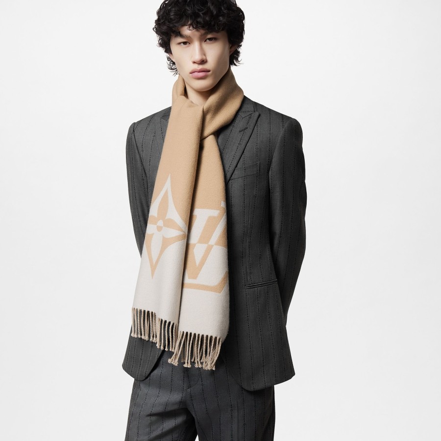 Men Louis Vuitton Scarves | Graphic Dual Scarf Beige