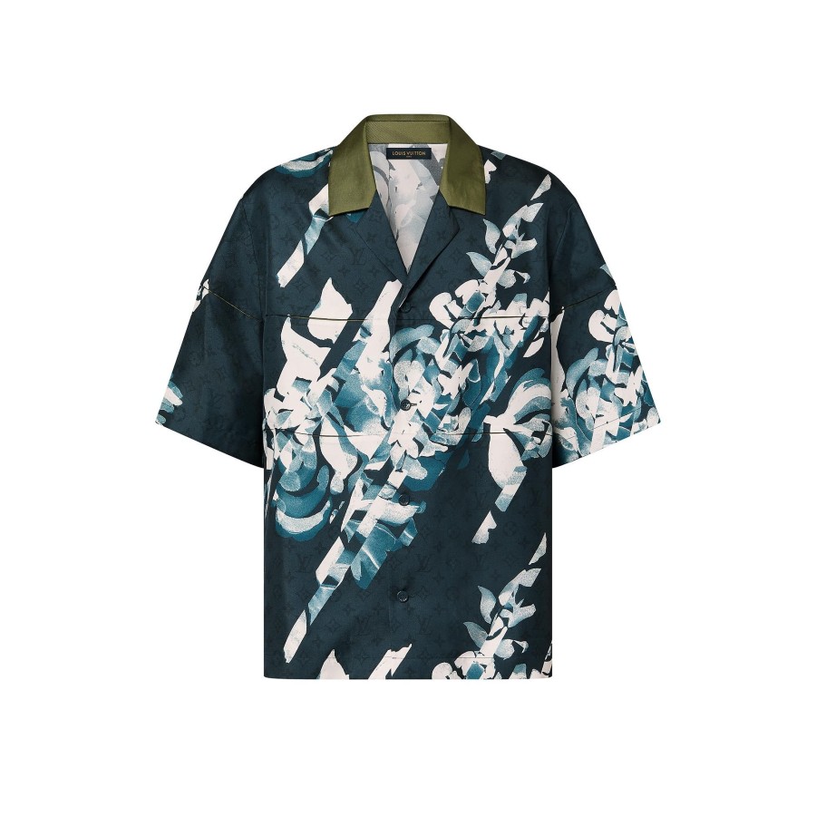 Men Louis Vuitton Shirts | Monogram Printed Short-Sleeved Silk Shirt