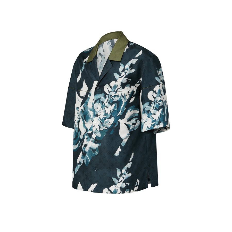 Men Louis Vuitton Shirts | Monogram Printed Short-Sleeved Silk Shirt