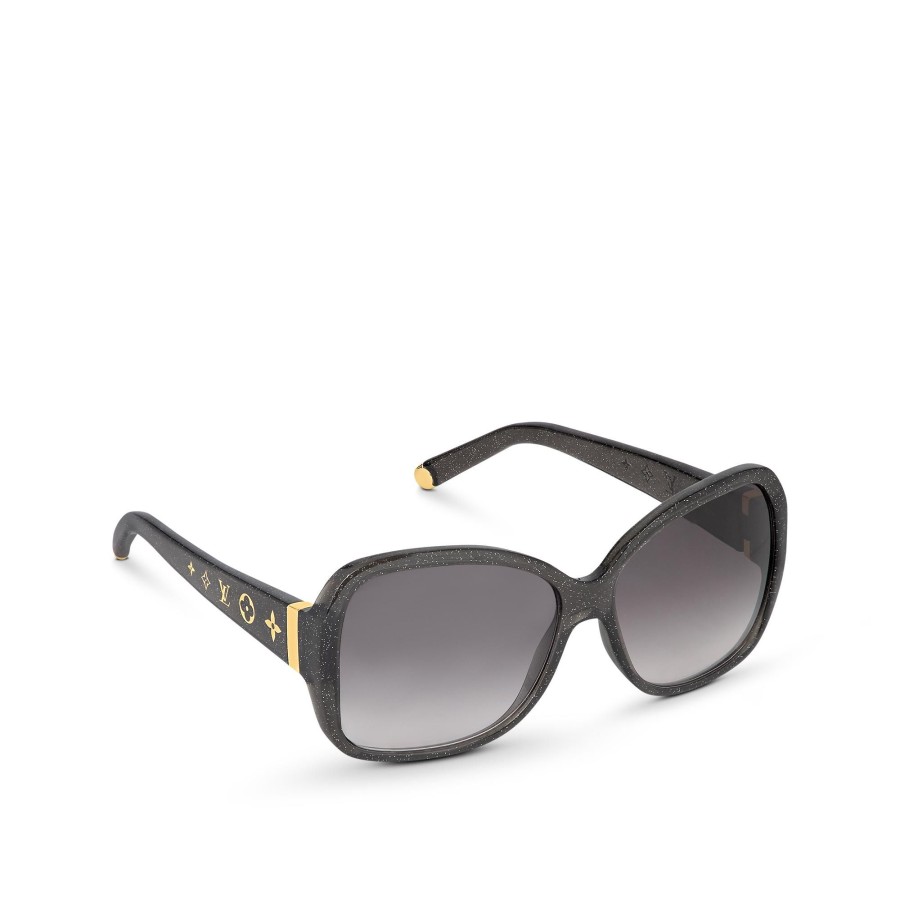 Women Louis Vuitton Sunglasses | Lv Obsession Round Sunglasses Black Glitter