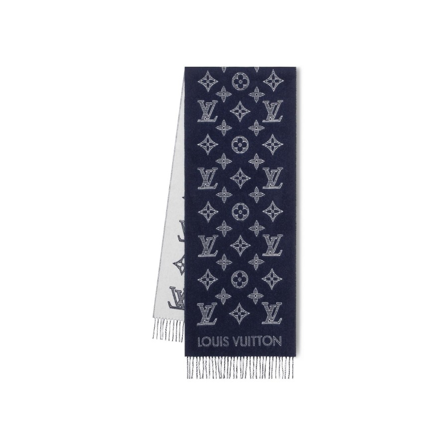 Men Louis Vuitton Scarves | Mng Shadow Scarf Navy Blue