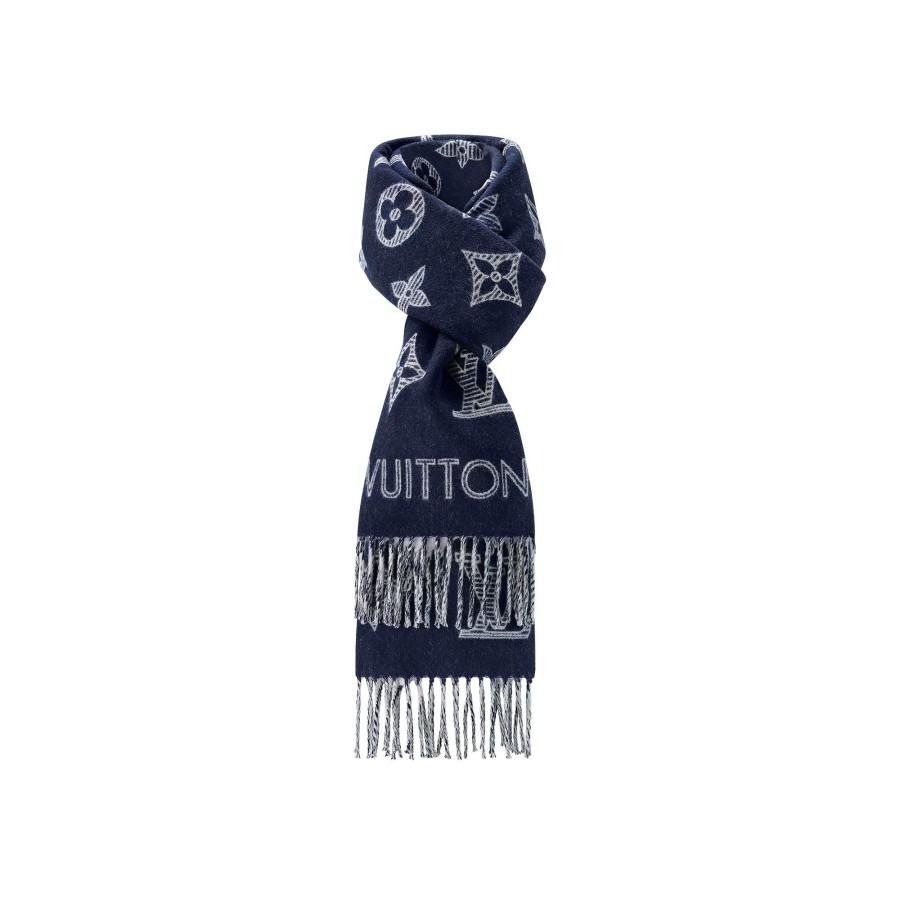 Men Louis Vuitton Scarves | Mng Shadow Scarf Navy Blue