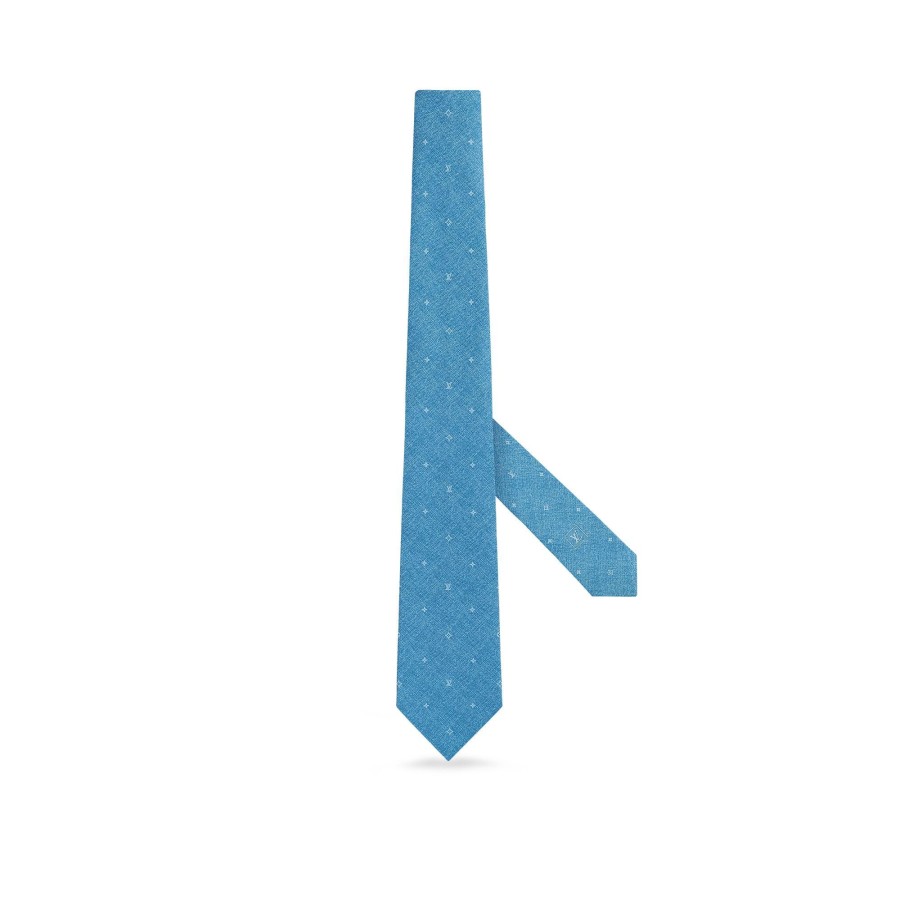 Men Louis Vuitton Ties And Pocket Squares | Constellation Denim Tie Sky Blue