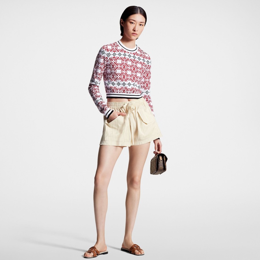 Women Louis Vuitton Skirts And Shorts | Pinstripe Mesh Accent Mini Shorts