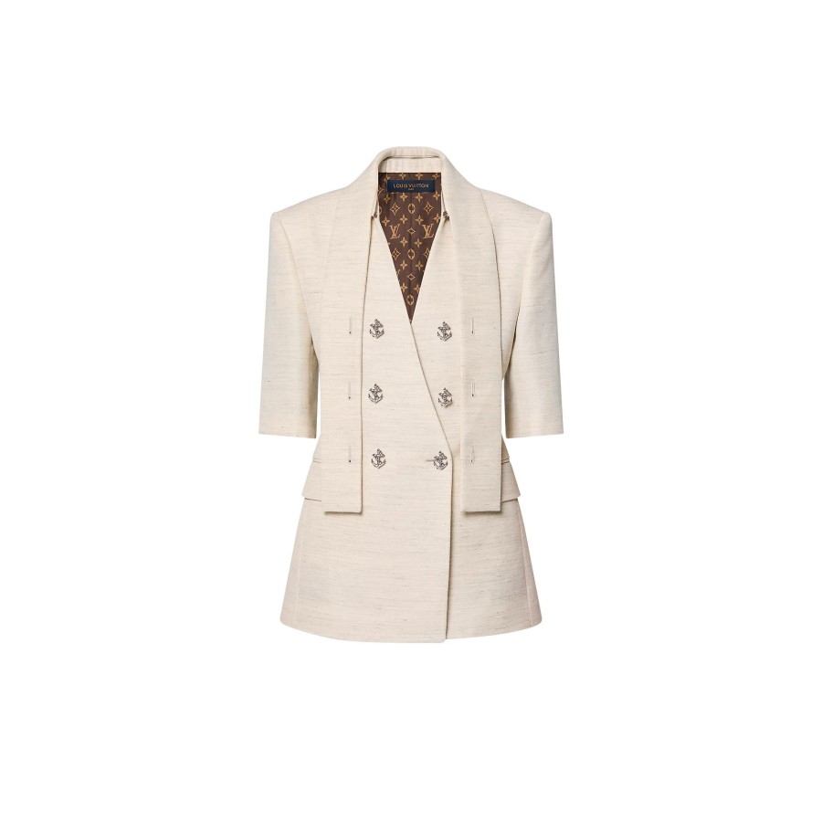 Women Louis Vuitton Coats And Jackets | Scarf Collar Half-Sleeve Blazer