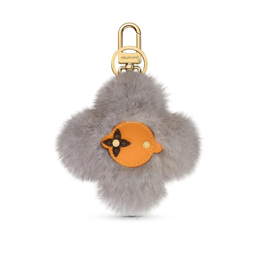 Women Louis Vuitton Key Holders And Bag Charms | Vivienne Fur Key Holder Light Grey