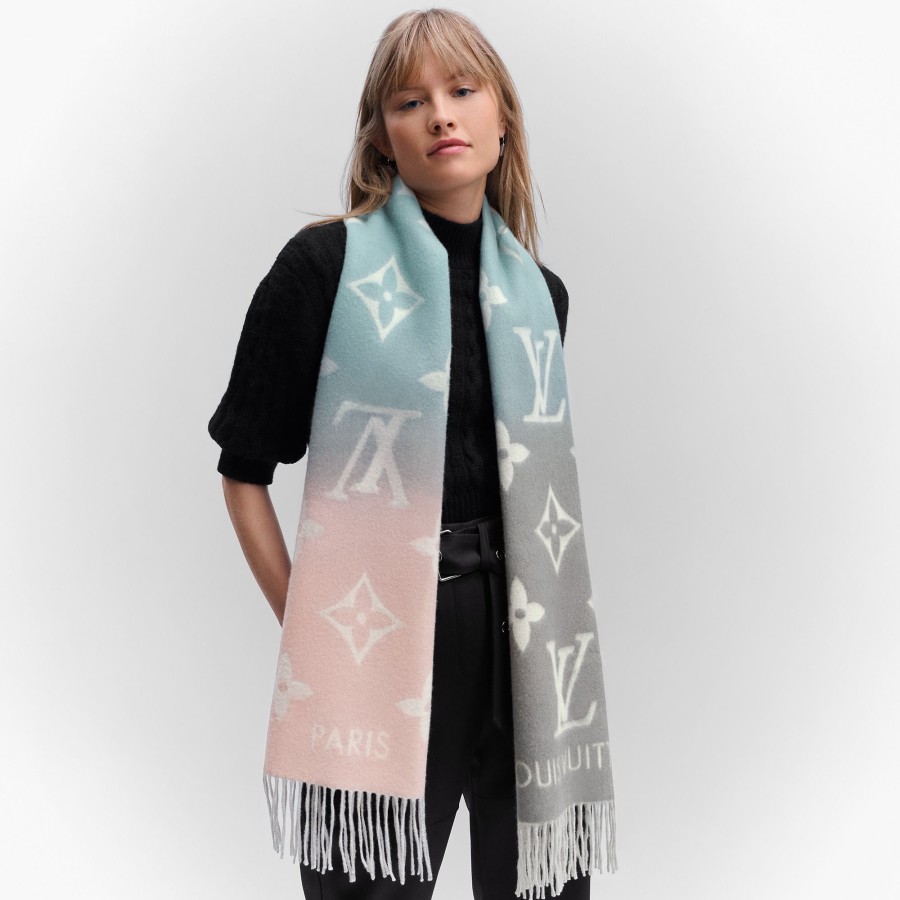 Women Louis Vuitton Scarves | Reykjavik Gradient Scarf Bleu Rose