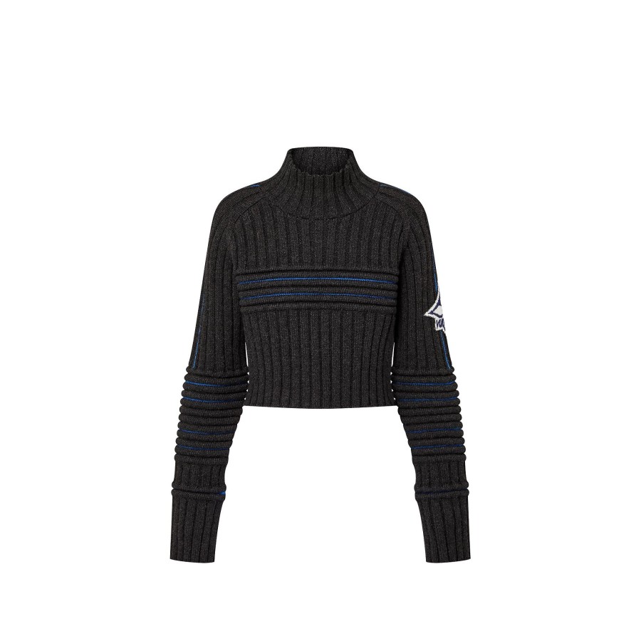 Women Louis Vuitton Knitwear | Contrast Accent Cropped Pullover