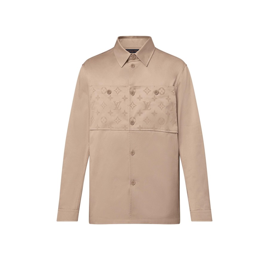 Men Louis Vuitton Shirts | Flocked Casual Cotton Overshirt Beige