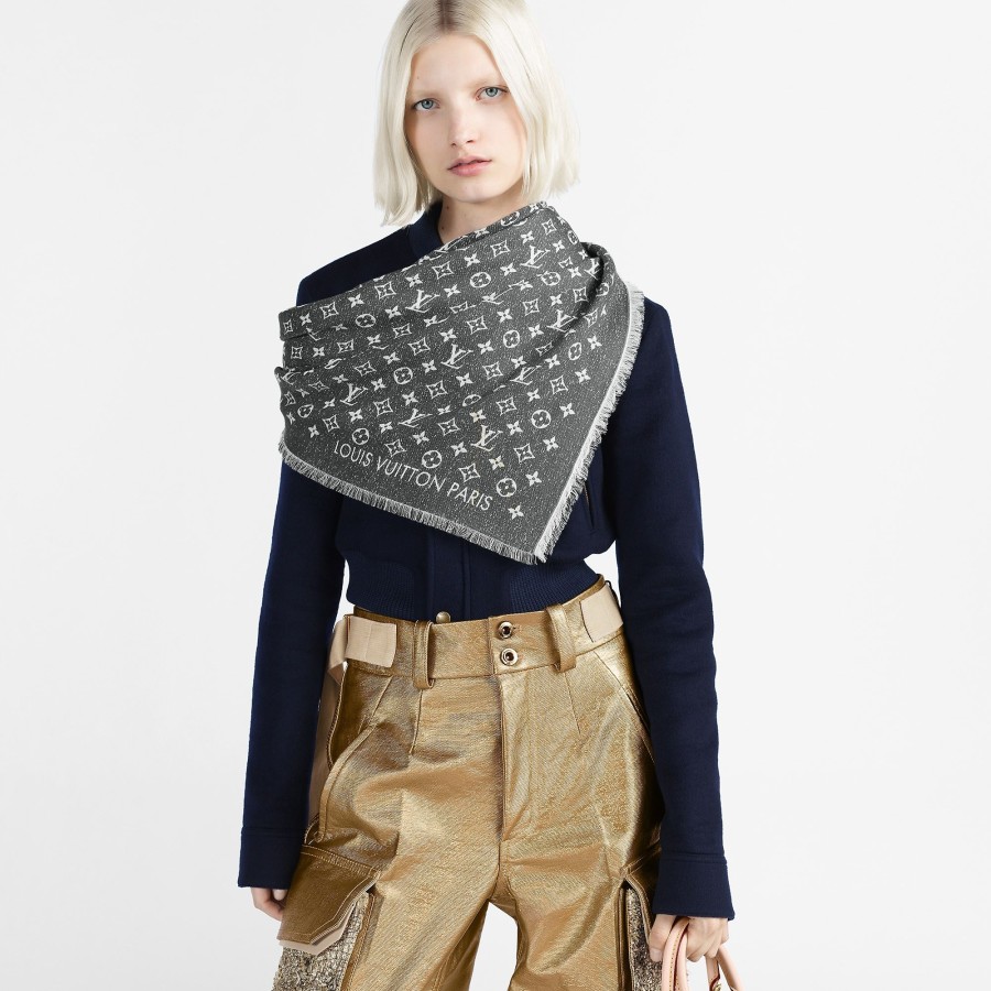 Women Louis Vuitton Shawls And Stoles | Monogram Jacquard Denim Shawl