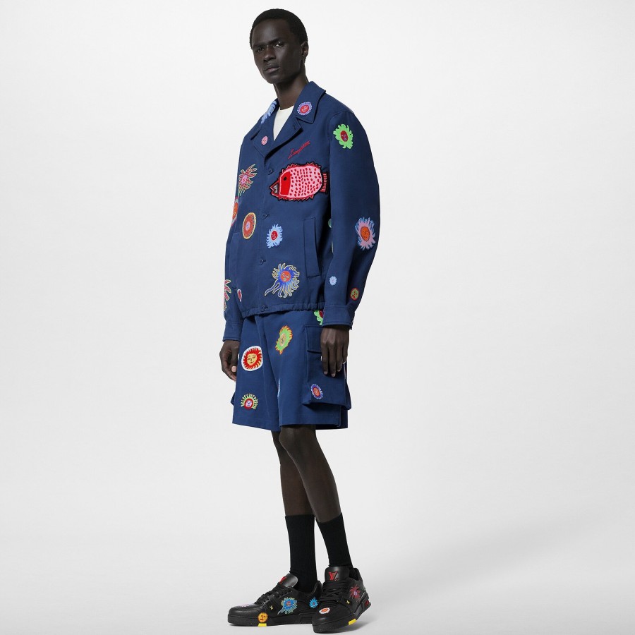 Men Louis Vuitton Coats And Outerwear | Lv X Yk Embroidered Faces Blouson