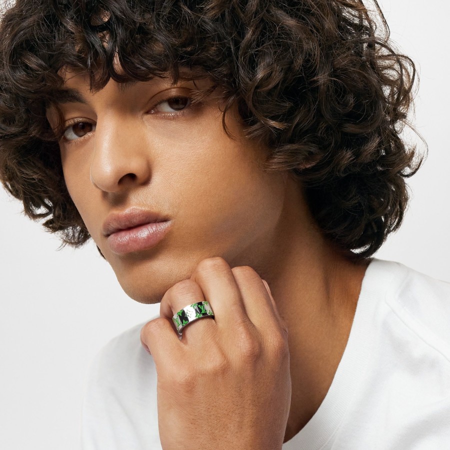 Men Louis Vuitton Rings And Earrings | Lv Mosaic Ring Green