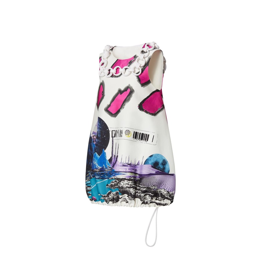 Women Louis Vuitton Dresses | Cosmic Basketball Print Cinched Balloon Dress