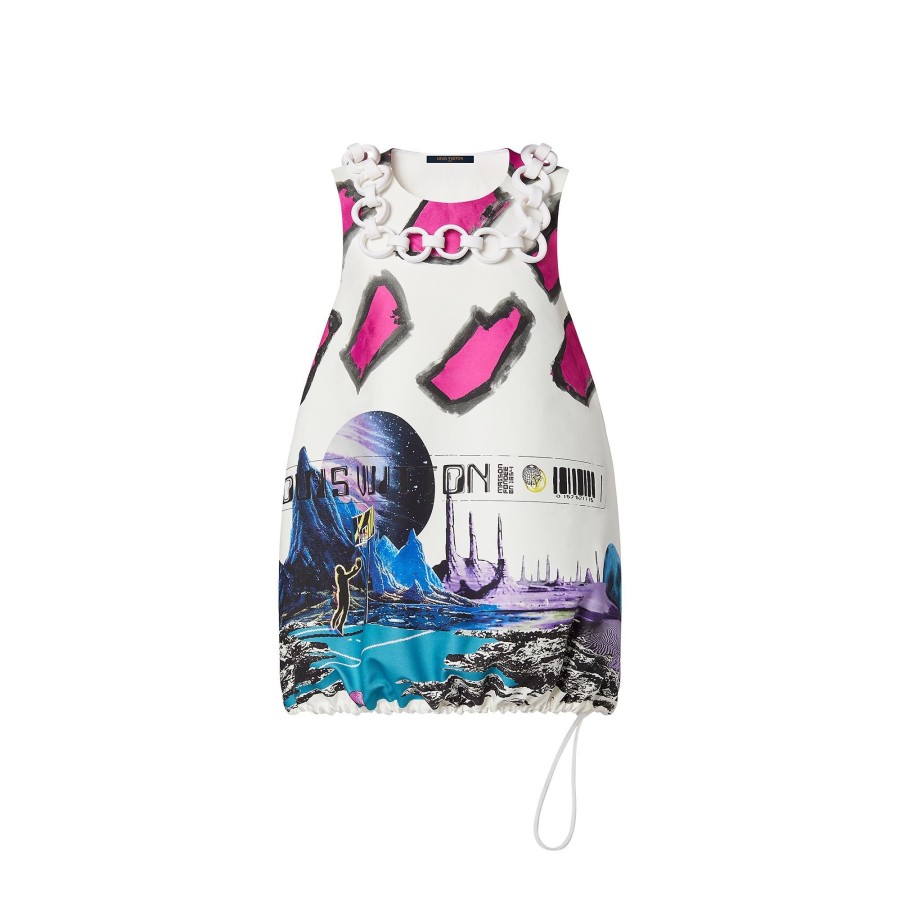 Women Louis Vuitton Dresses | Cosmic Basketball Print Cinched Balloon Dress