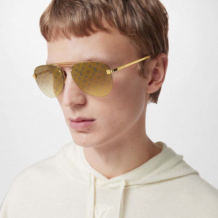 Men Louis Vuitton Sunglasses | Clockwise Sunglasses Gold Monogram