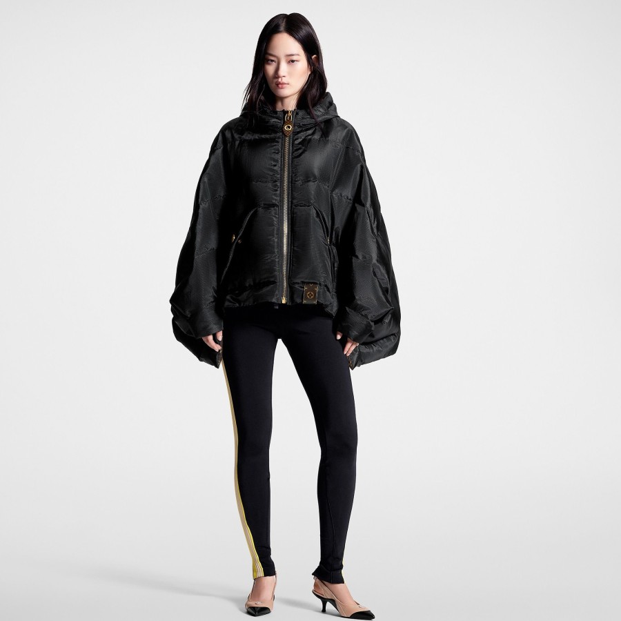 Women Louis Vuitton Coats And Jackets | Monogram Accent Pillow Puffer Cape Black