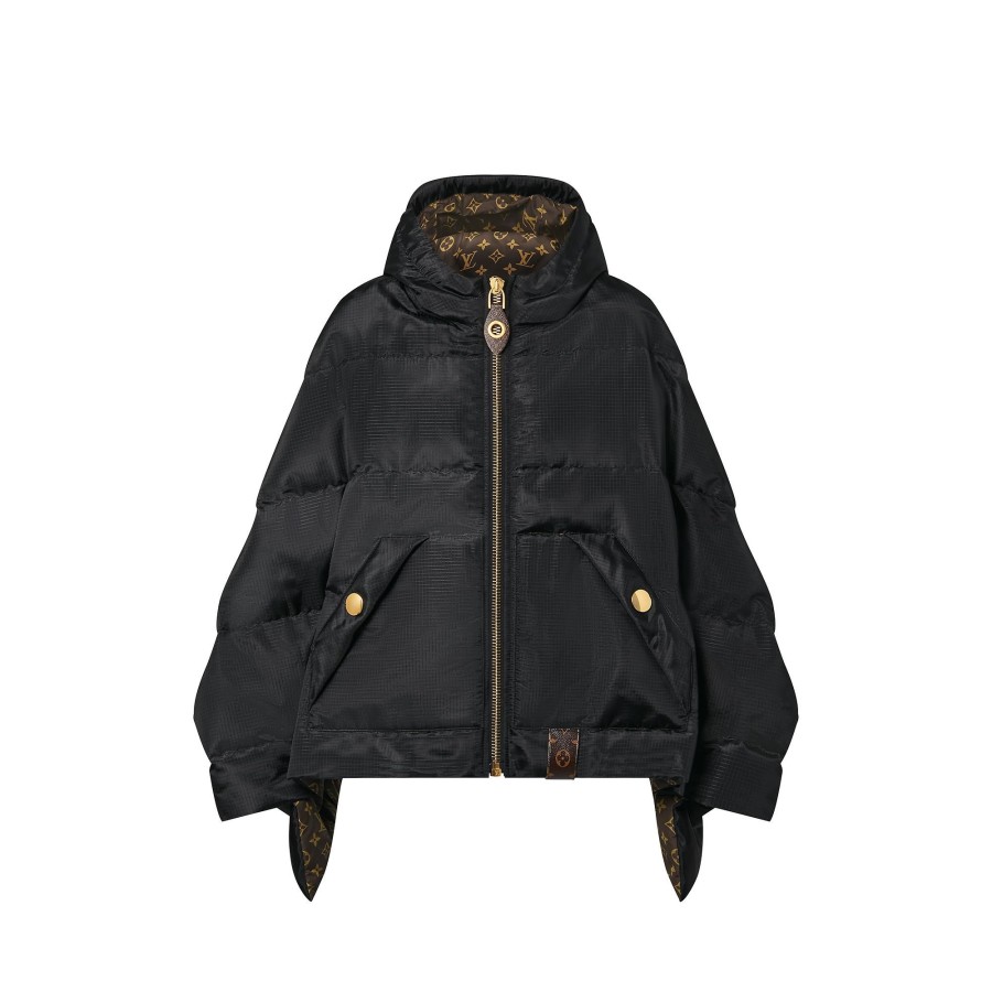 Women Louis Vuitton Coats And Jackets | Monogram Accent Pillow Puffer Cape Black