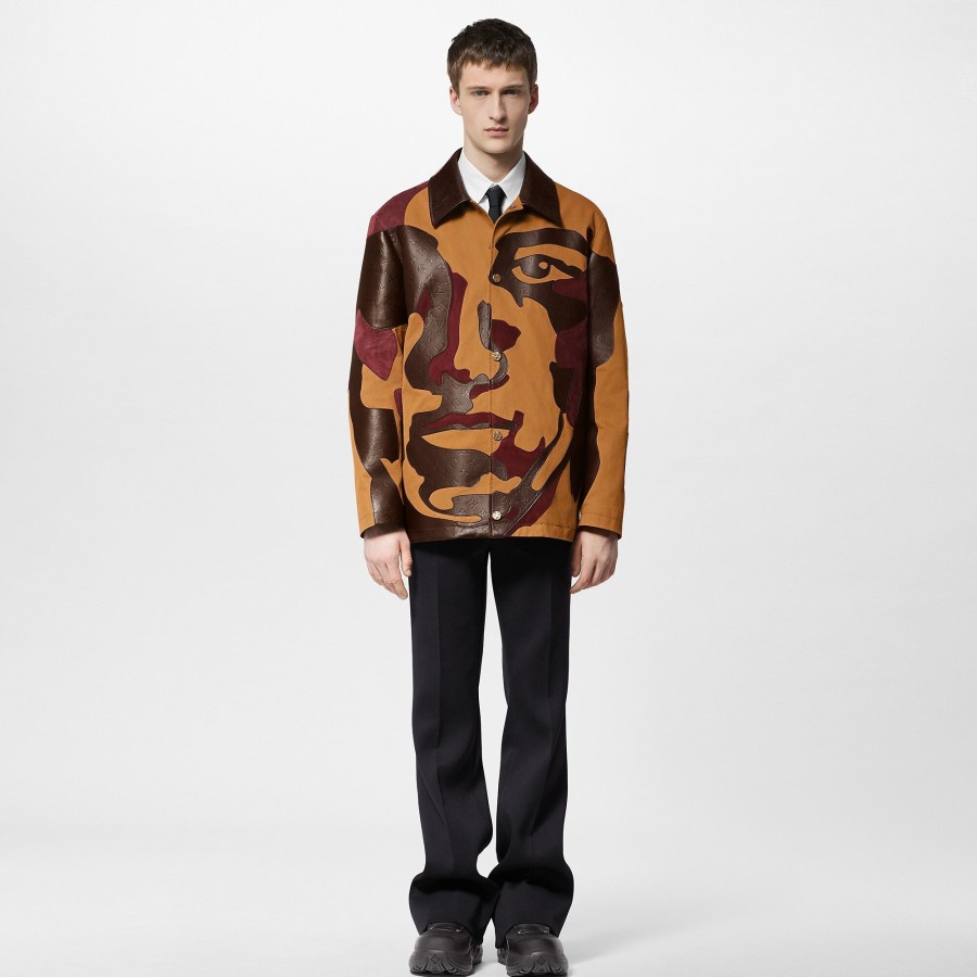 Men Louis Vuitton Coats And Outerwear | Patchworked Portrait Mixed Leather And Cotton Jacket