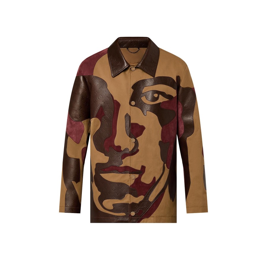 Men Louis Vuitton Coats And Outerwear | Patchworked Portrait Mixed Leather And Cotton Jacket