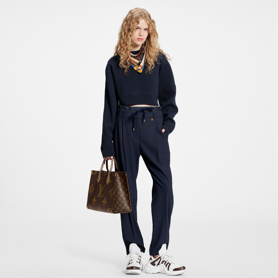 Women Louis Vuitton Pants | Wool Twill Trompe L'Oeil Paperbag Pants