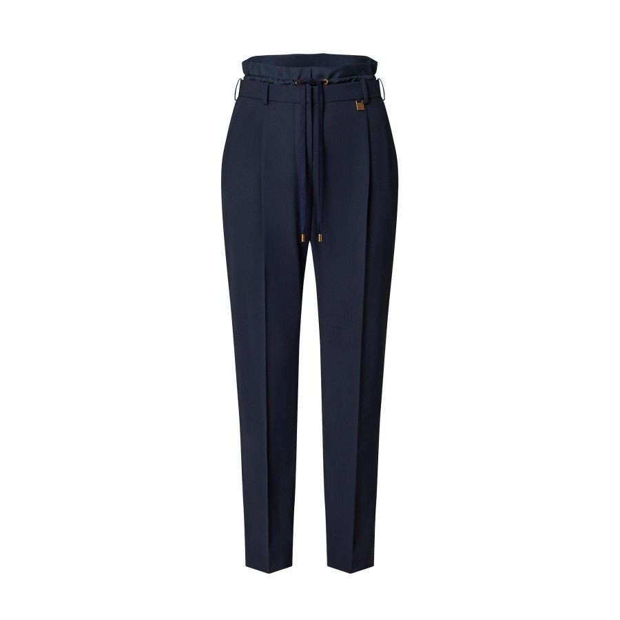 Women Louis Vuitton Pants | Wool Twill Trompe L'Oeil Paperbag Pants