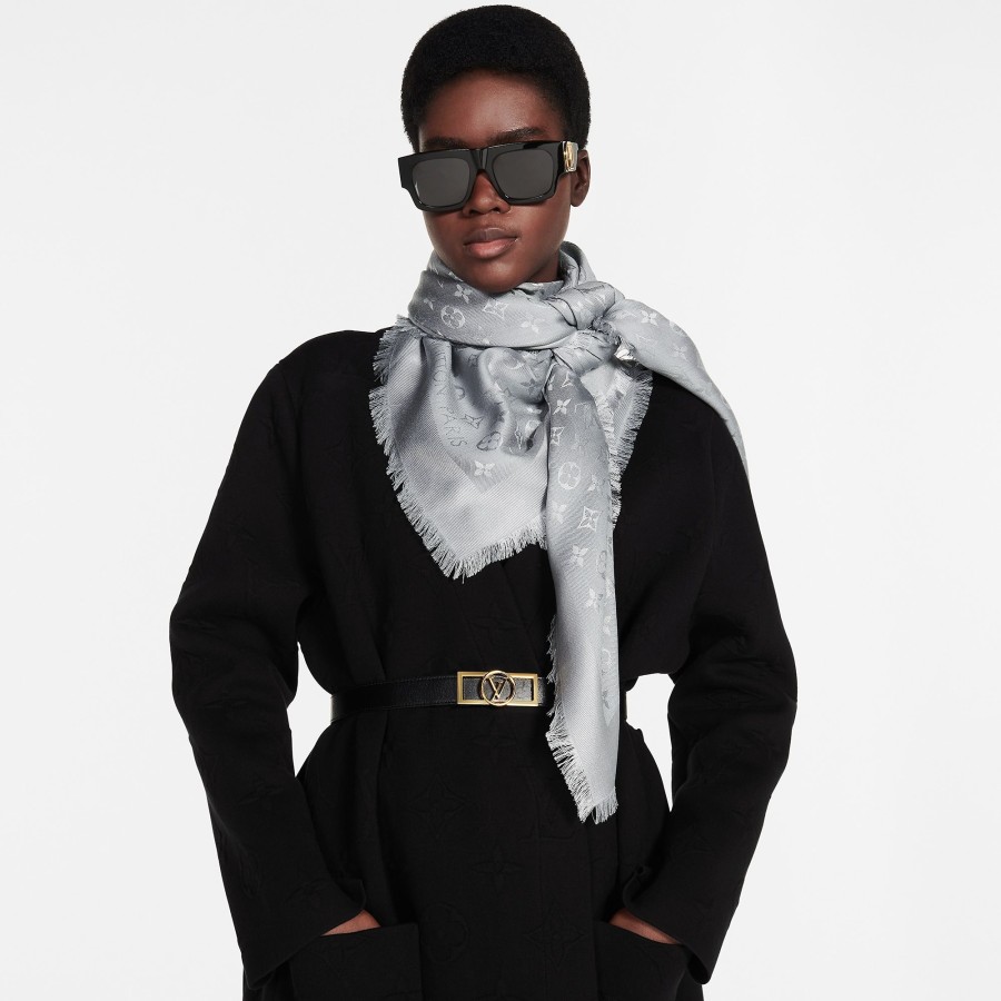 Women Louis Vuitton Shawls And Stoles | Monogram Classic Shawl Grey Mouse