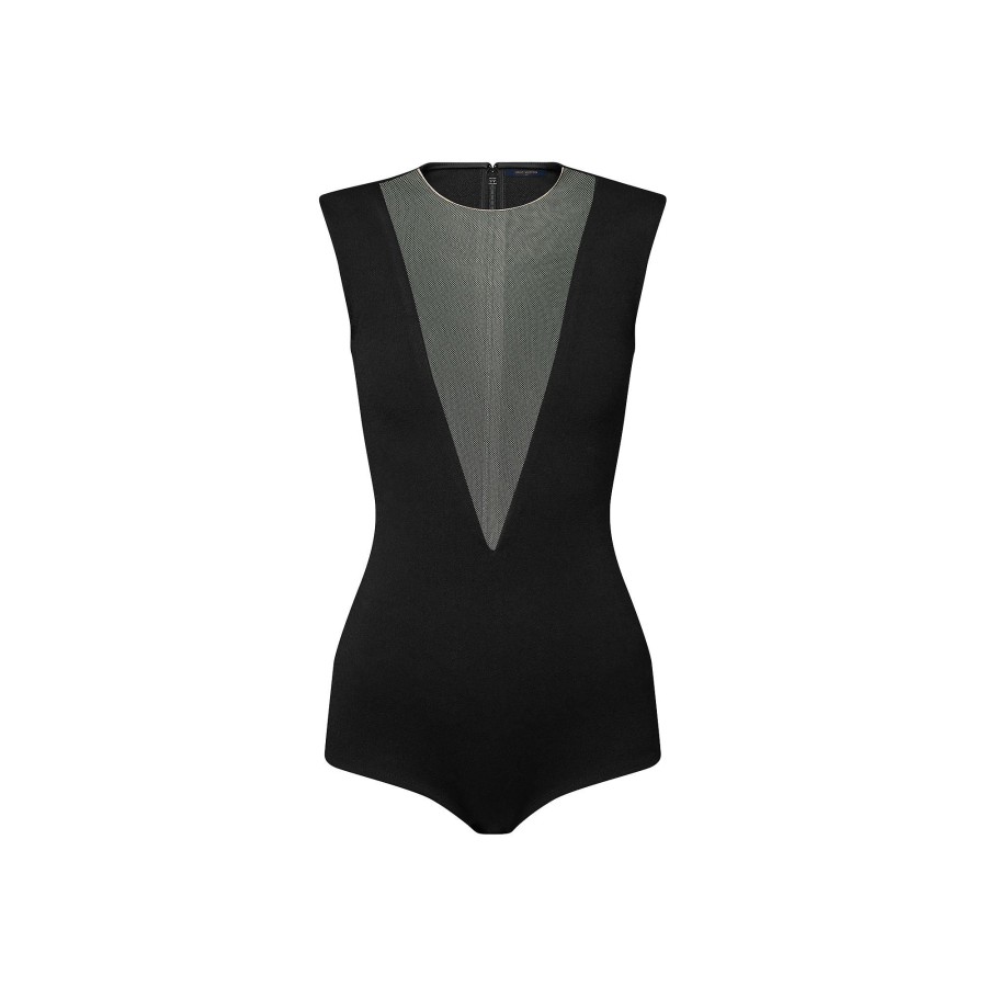 Women Louis Vuitton Tops | Tulle Insert Body Black