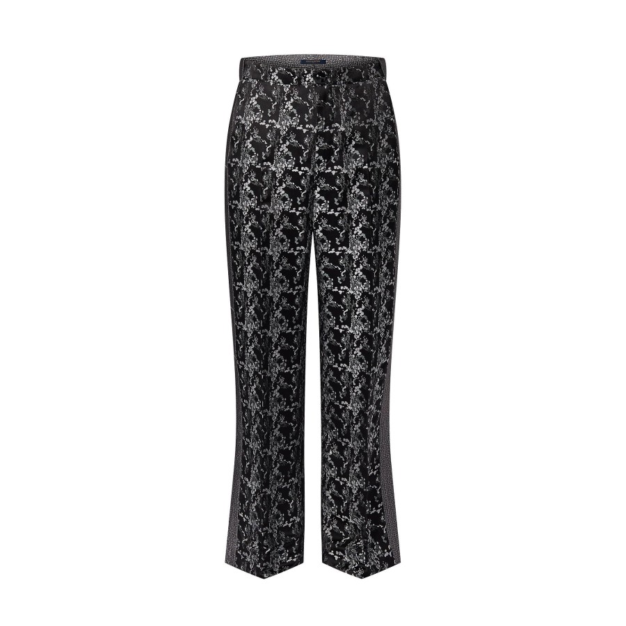 Women Louis Vuitton Pants | Abstract Jacquard Flared Pants Black