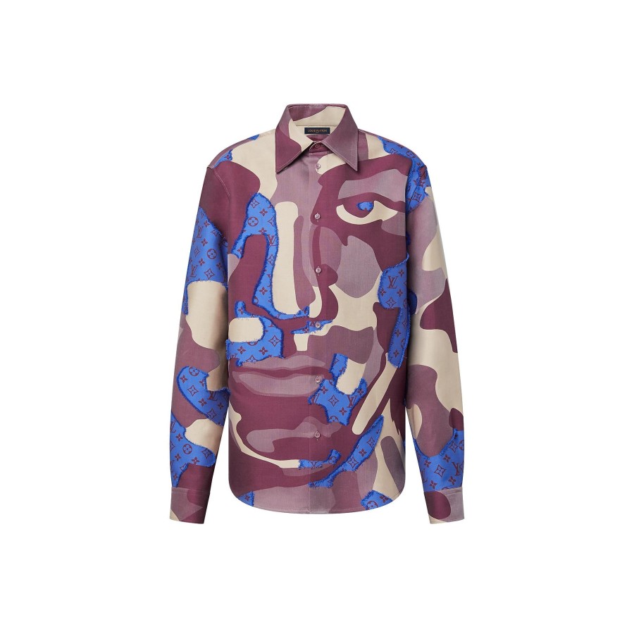 Men Louis Vuitton Shirts | Printed Cotton Fil Coupe Overshirt