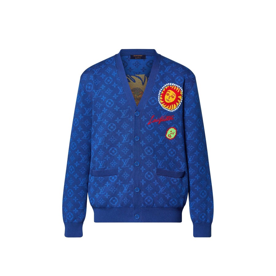 Men Louis Vuitton Knitwear And Sweatshirts | Lv X Yk Monogram Faces Knitted Cardigan