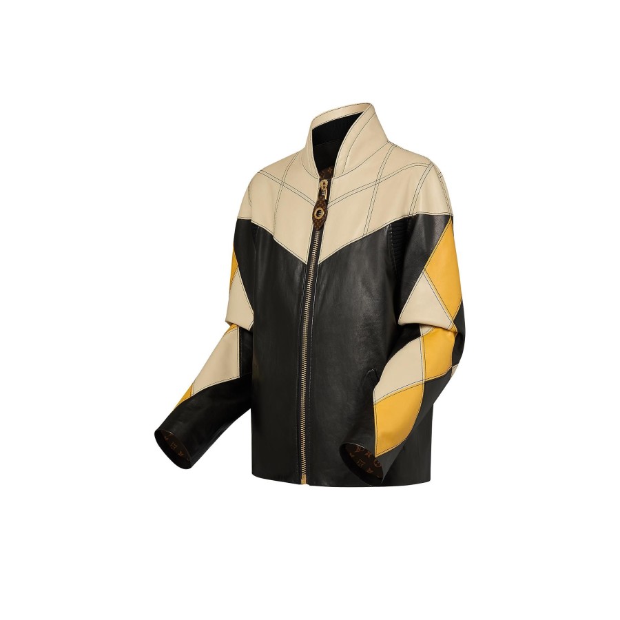 Women Louis Vuitton Coats And Jackets | Harlequin Sleeve Leather Jacket