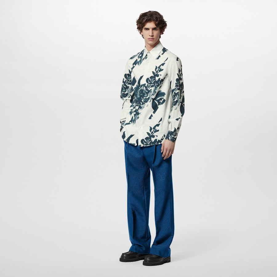 Men Louis Vuitton Shirts | Long-Sleeved Printed Cotton Shirt