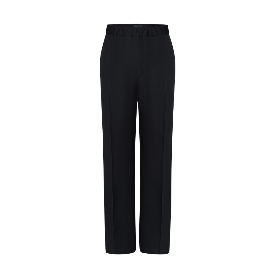 Men Louis Vuitton Pants | Embroidered Signature Wool Drawstring Pants