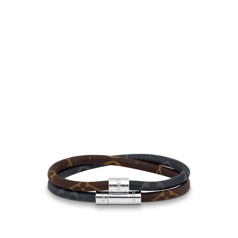 Men Louis Vuitton Bracelets | Keep It Double Leather Bracelet Brown