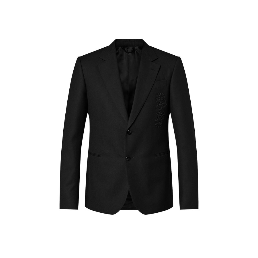 Men Louis Vuitton Blazers And Jackets | Embroidered Signature Wool Pont Neuf Jacket Black