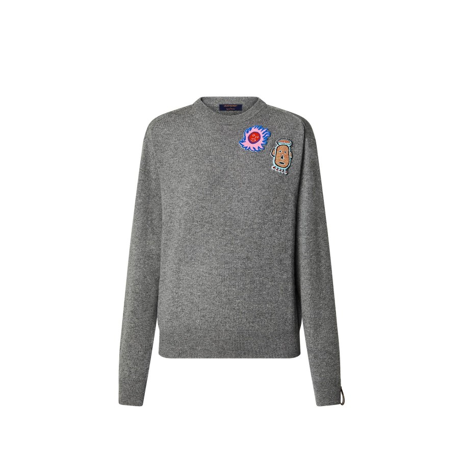 Women Louis Vuitton Knitwear | Lv X Yk Faces Patches Cashmere Pullover