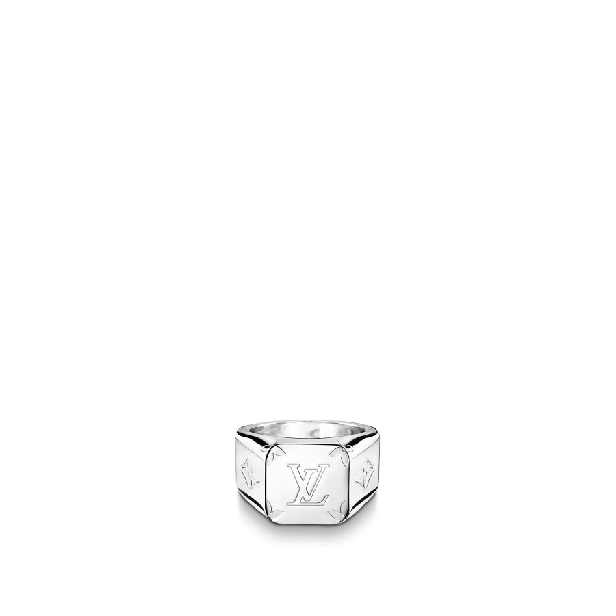 Men Louis Vuitton Rings And Earrings | Monogram Signet Ring