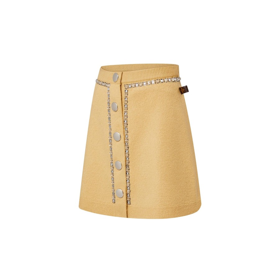 Women Louis Vuitton Knitwear | Beaded Trim Compact Knit Mini Skirt