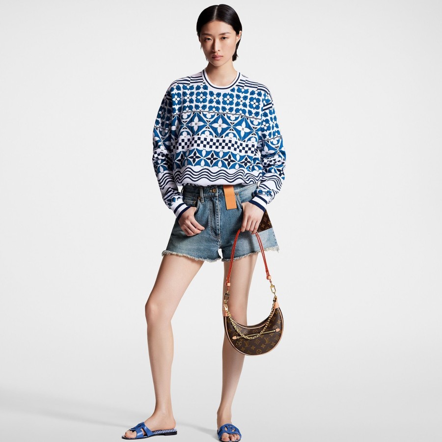 Women Louis Vuitton Knitwear | Monogram Tile Jacquard Pullover Blue