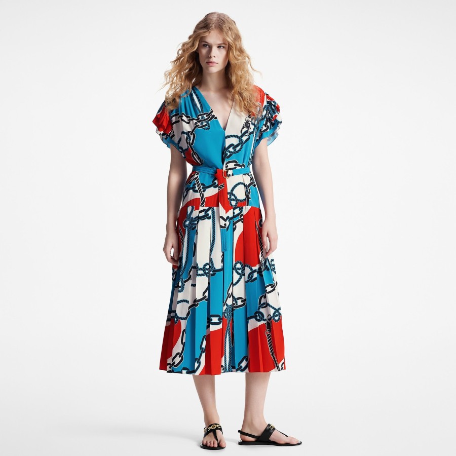 Women Louis Vuitton Dresses | Nautical Print Butterfly Sleeve Dress