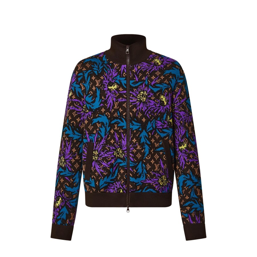 Men Louis Vuitton Knitwear And Sweatshirts | Monogram Thistle Zip-Through Jacket