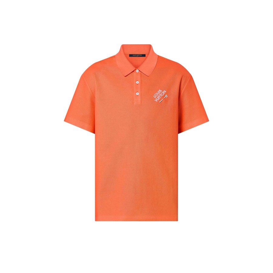 Men Louis Vuitton T-Shirts And Polos | Embroidered Signature Cotton Polo Peach