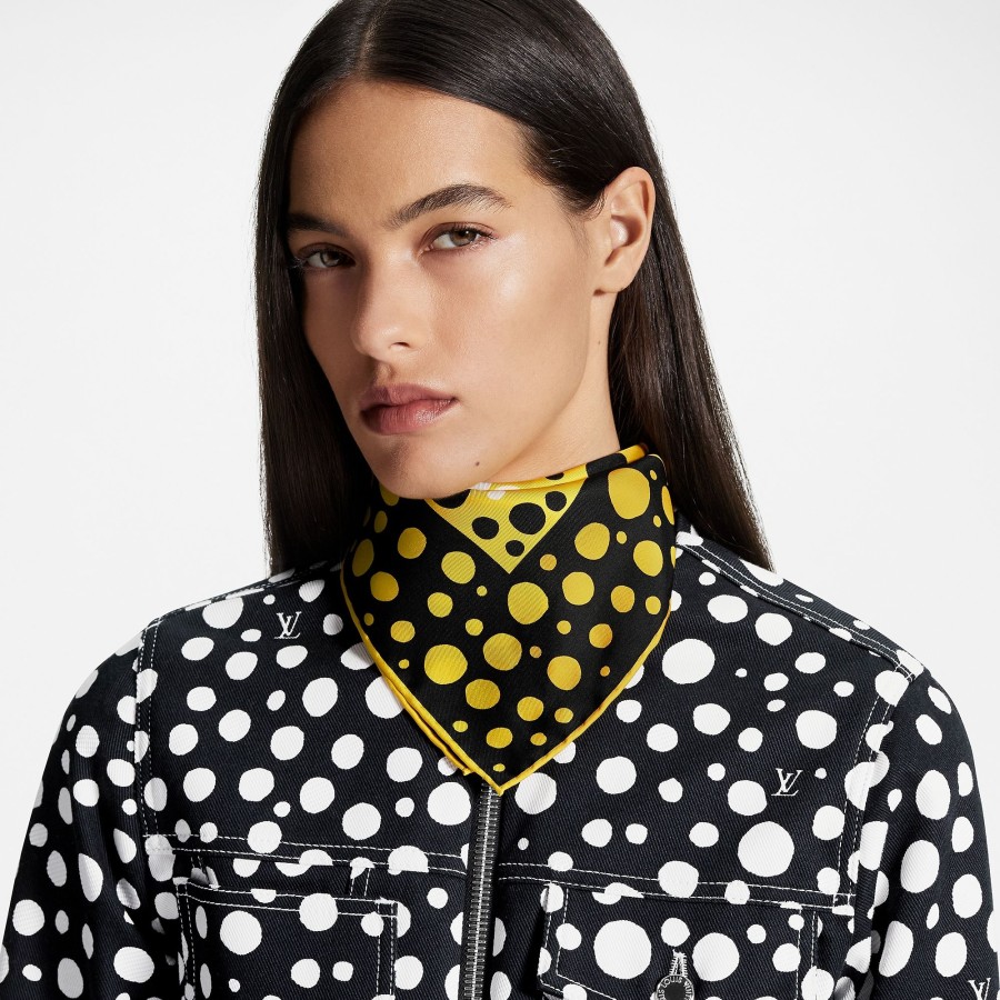 Women Louis Vuitton Silk Squares And Bandeaus | Lv X Yk Infinity Dots Square 45 Black/Yellow