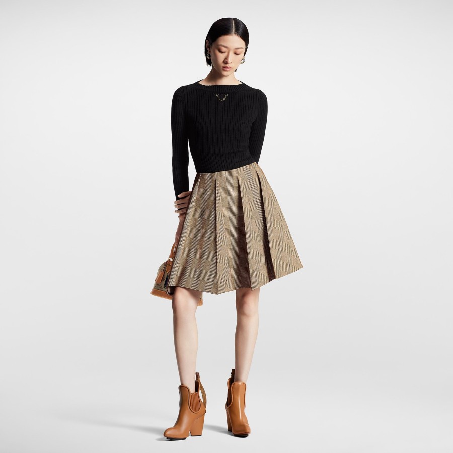 Women Louis Vuitton Skirts And Shorts | 3D Pleat Prince Of Wales Skirt